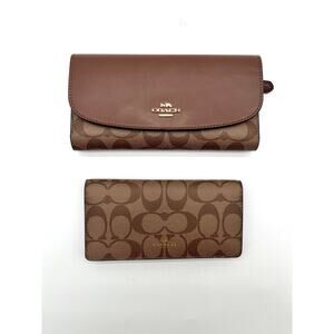 COACH NWOT 2FER Signature Leather Envelope Wallet and Checkbook Insert